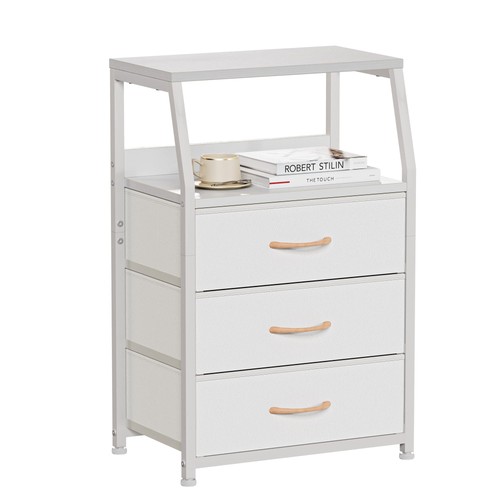 Furnulem white nightstand with - white,